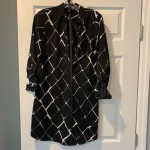 Black and white collared shirt dress
